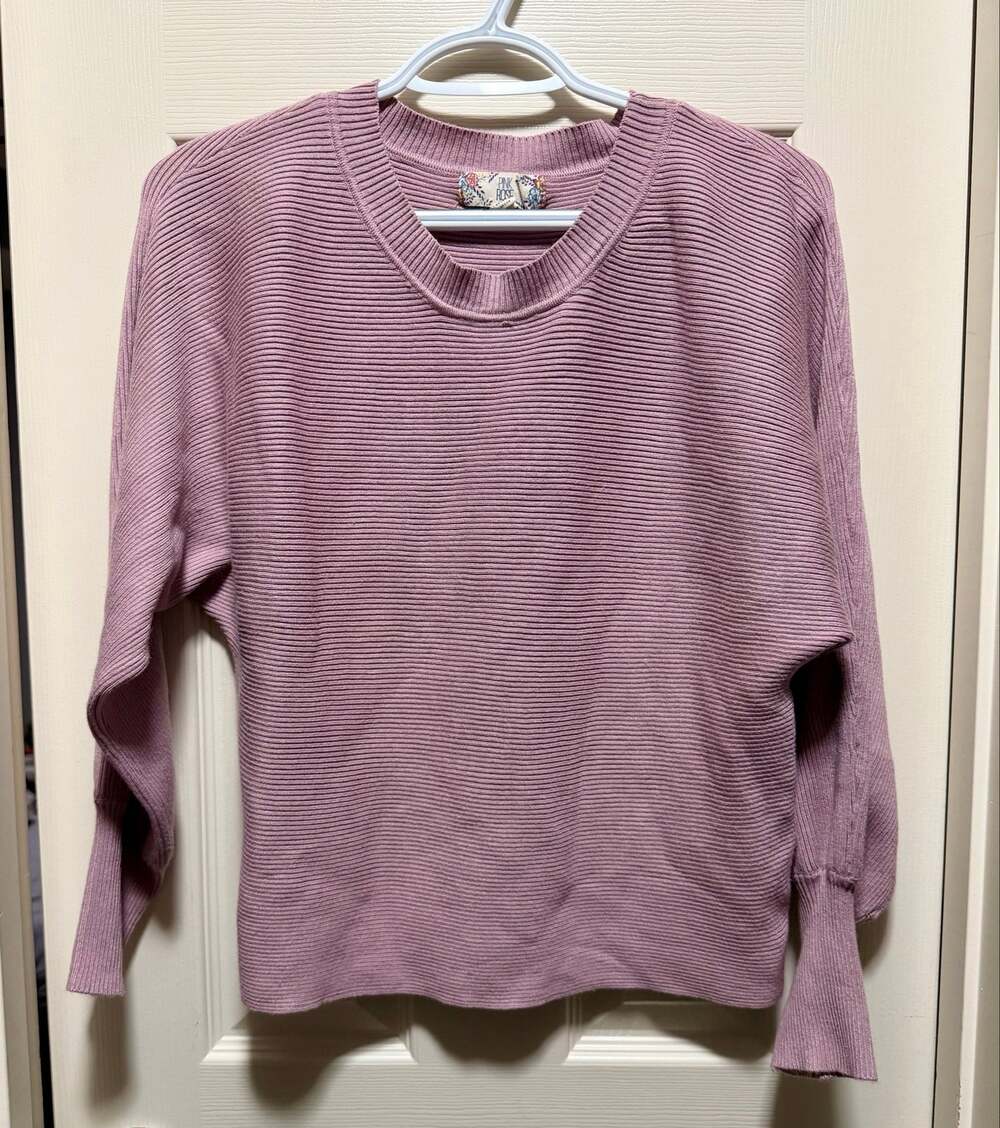 Pink Rose Vintage Mauve Pink Ribbed Sweater Womens Large Crewneck Pullover
